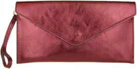 Girly HandBags Womens Leather Italian Metallic Shimmer Envelope Wrist Clutch Bag