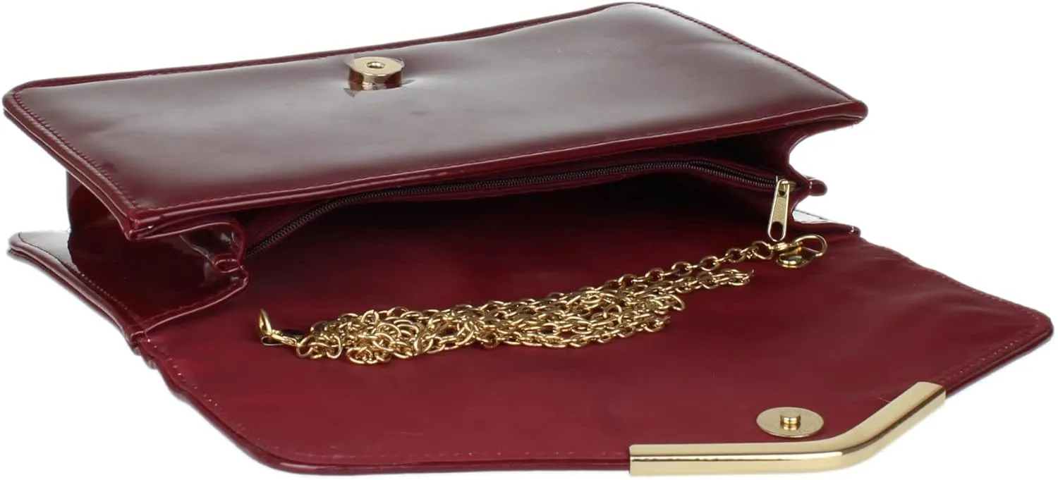 Girly HandBags Womens Patent Faux Leather Envelope Clutch Bag Shoulder Bag Party