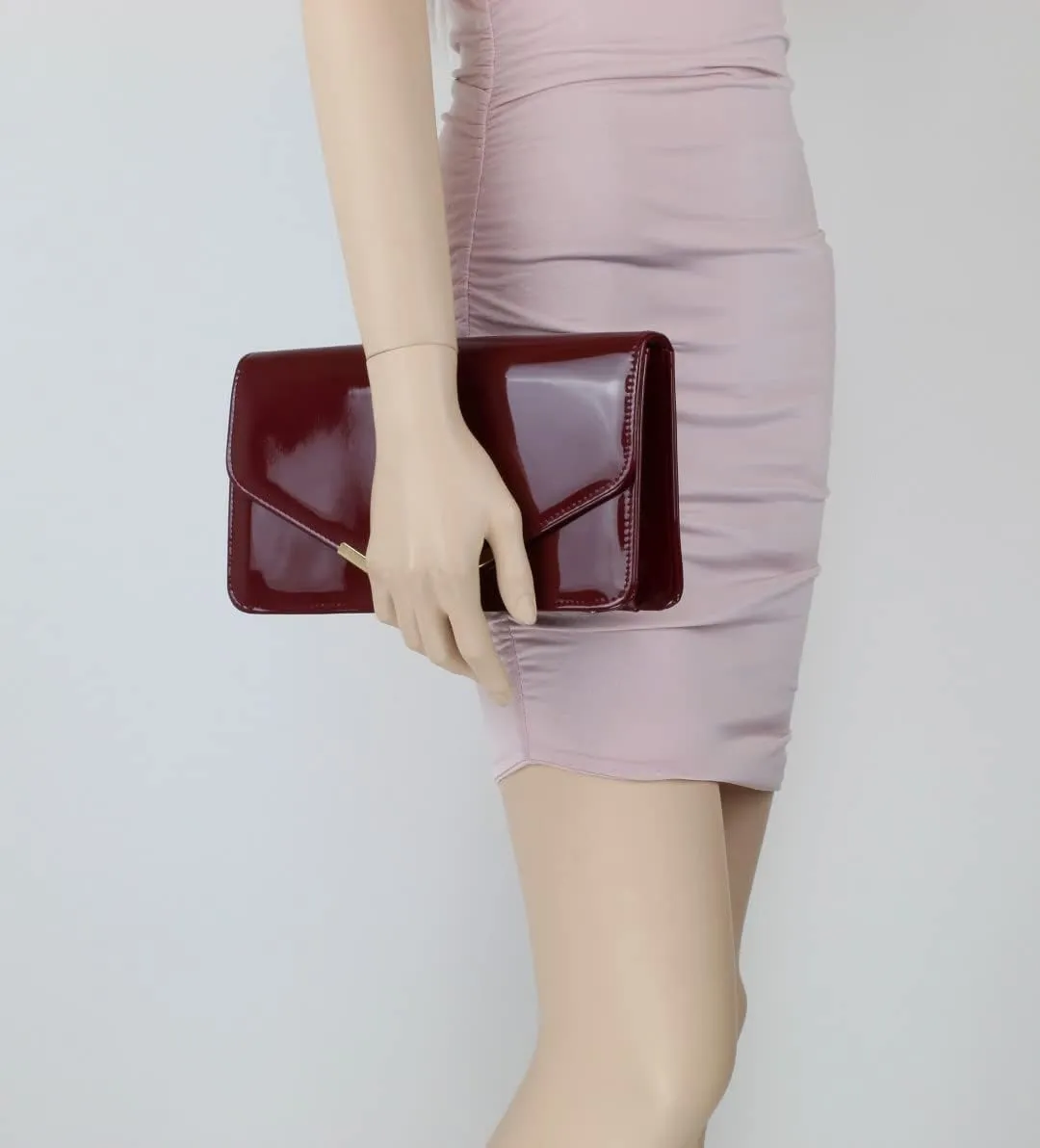 Girly HandBags Womens Patent Faux Leather Envelope Clutch Bag Shoulder Bag Party