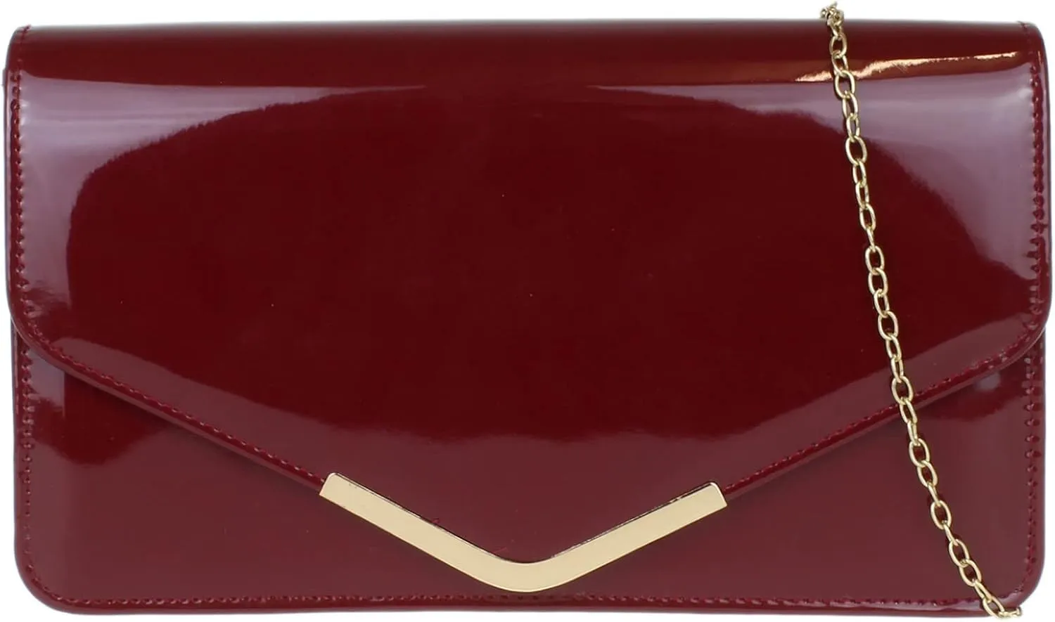Girly HandBags Womens Patent Faux Leather Envelope Clutch Bag Shoulder Bag Party