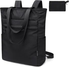 GOLF SUPAGS Foldaway Convertible Tote Backpack Lightweight Nylon Daypack for Women Men City Pack Versatile Backpack for Leisure Travel, Black