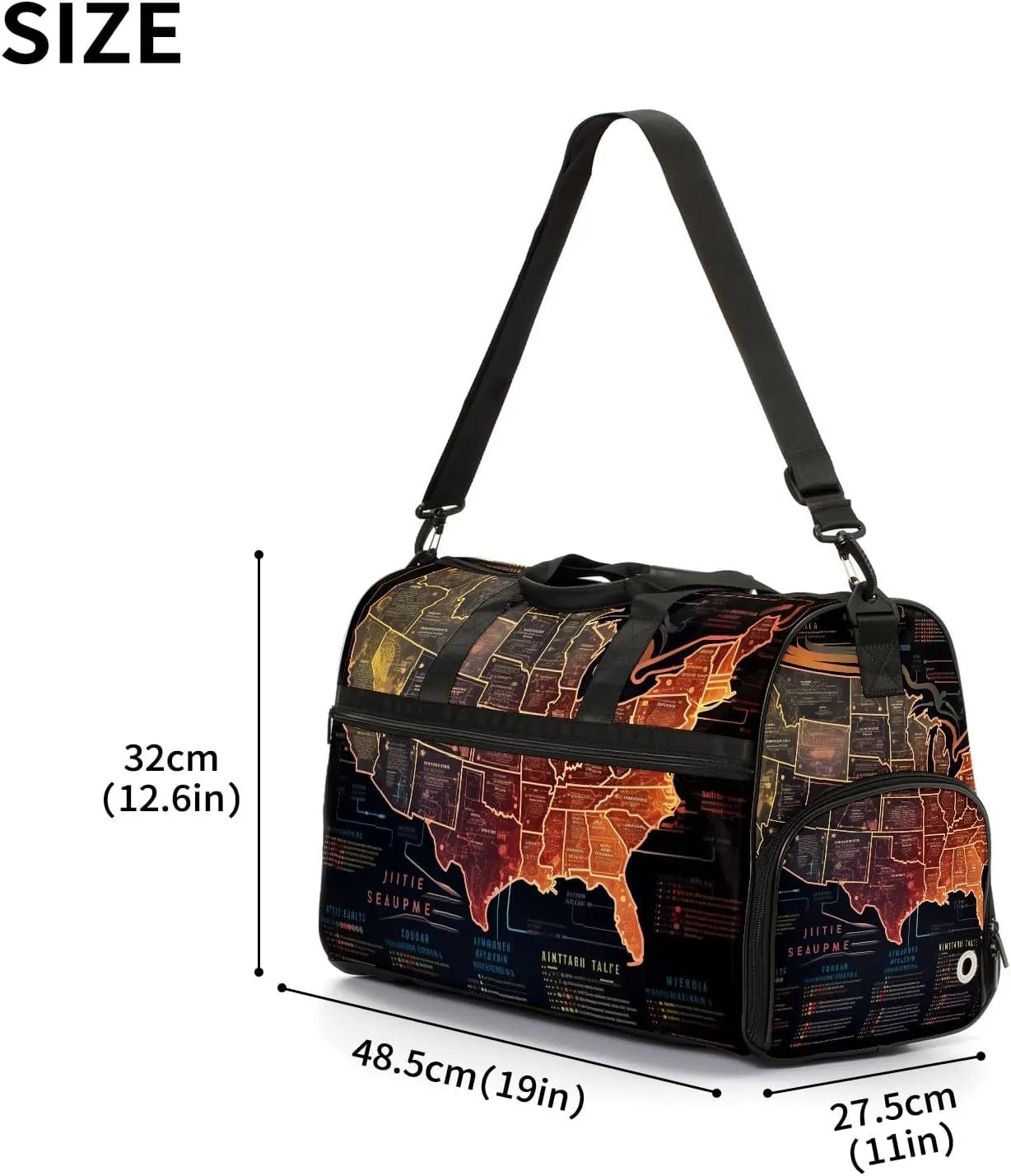 Gym Bag for Women Men, Yoga Bag with Shoe Pocket, Travel Duffel Tote Bag for Plane, Workout, Swimming, Weekend Overnight Bag Carry on Bag Hospital Holdalls, America Map - 43