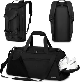 Gym Bags for Men Women 45L Large Gym Backpack Multiple Pockets Sport Duffle Bags with Shoe & Wet Compartment for Workout Travel Weekend Overnight Black