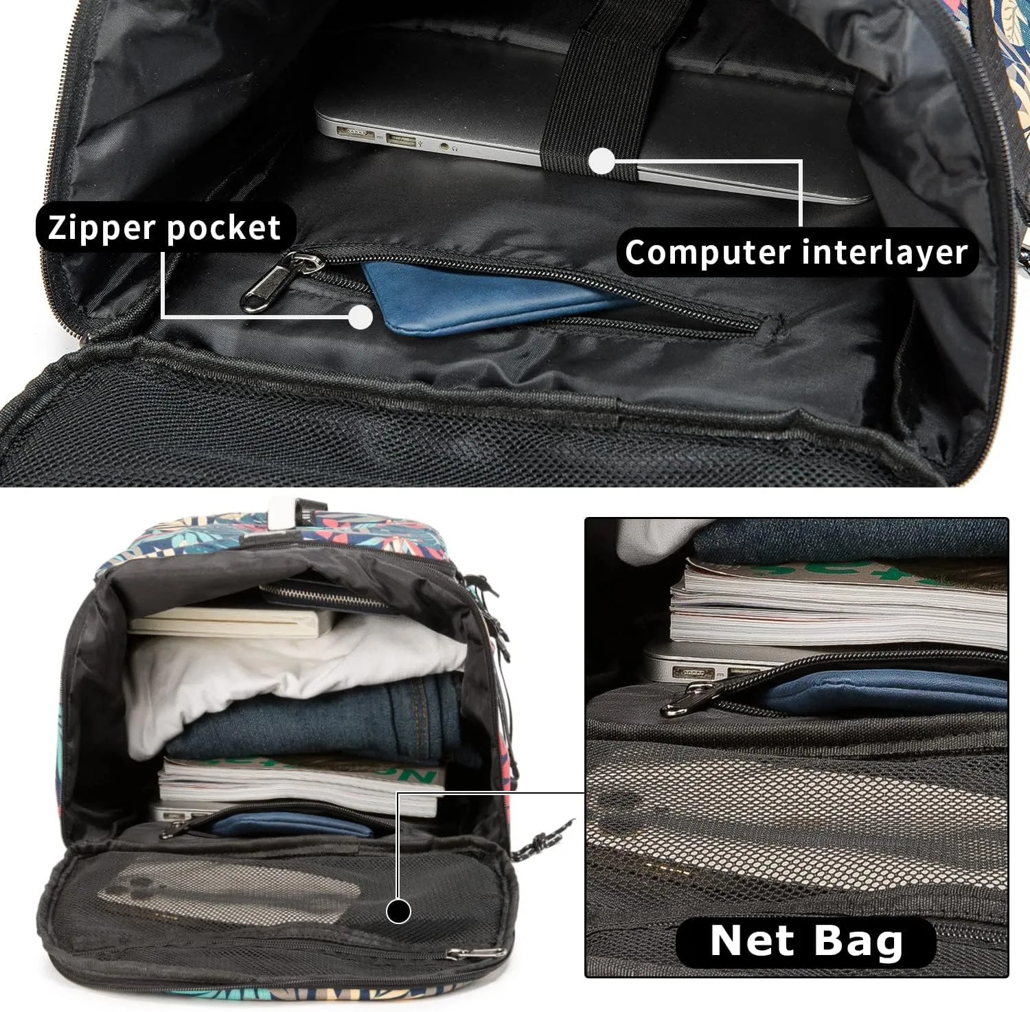 Gym Duffle Bag Waterproof black Laptop Backpack Suitable for Hiking, Fishing, Travel 40L Large Capacity Trendy Cool Lightweight Backpack for Men and Women (Black)