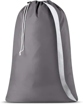 Handy Laundry Shoulder Strap Bag - Drawstring Locking Closure, Durable Nylon Material, Large Capacity, Heavy Duty Stitching, Perfect for Laundromat or College Dorm (Grey | 30" x 40")