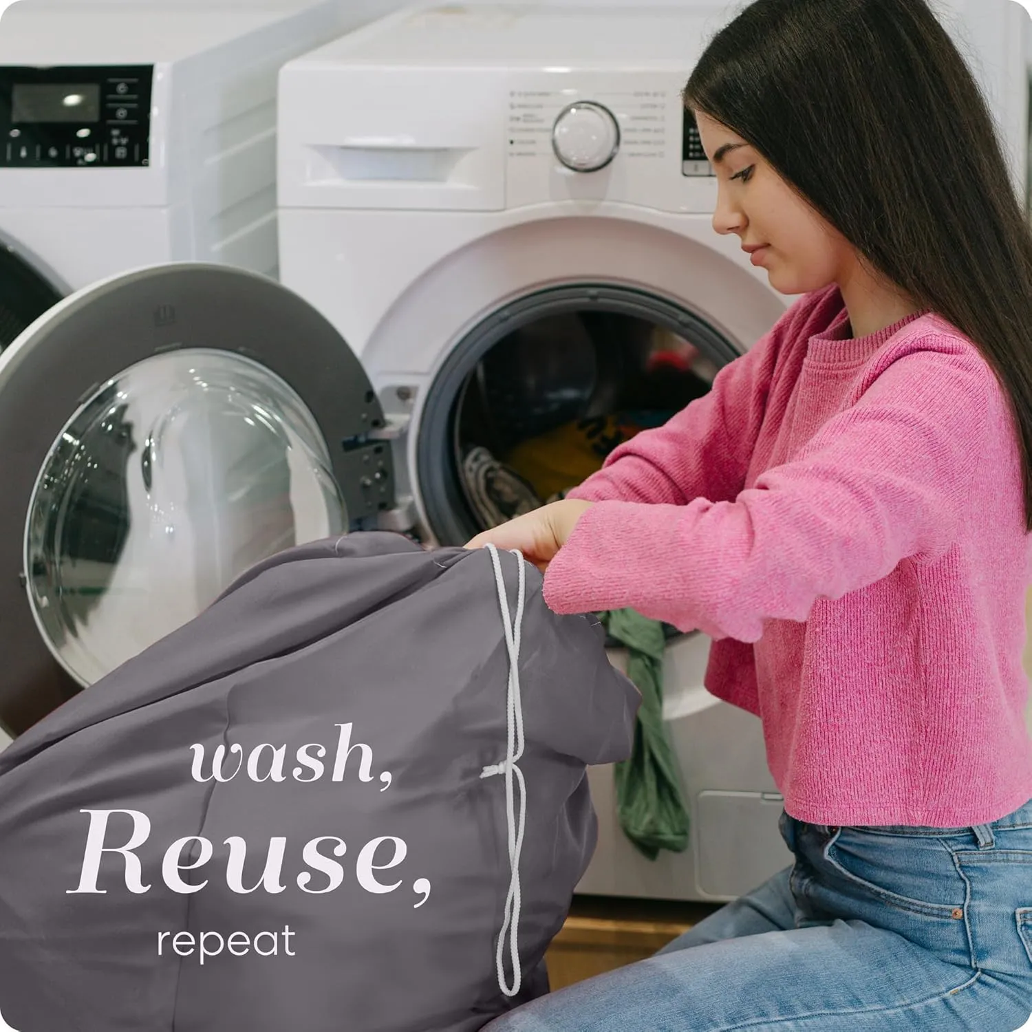 Handy Laundry Shoulder Strap Bag - Drawstring Locking Closure, Durable Nylon Material, Large Capacity, Heavy Duty Stitching, Perfect for Laundromat or College Dorm (Grey | 30" x 40")