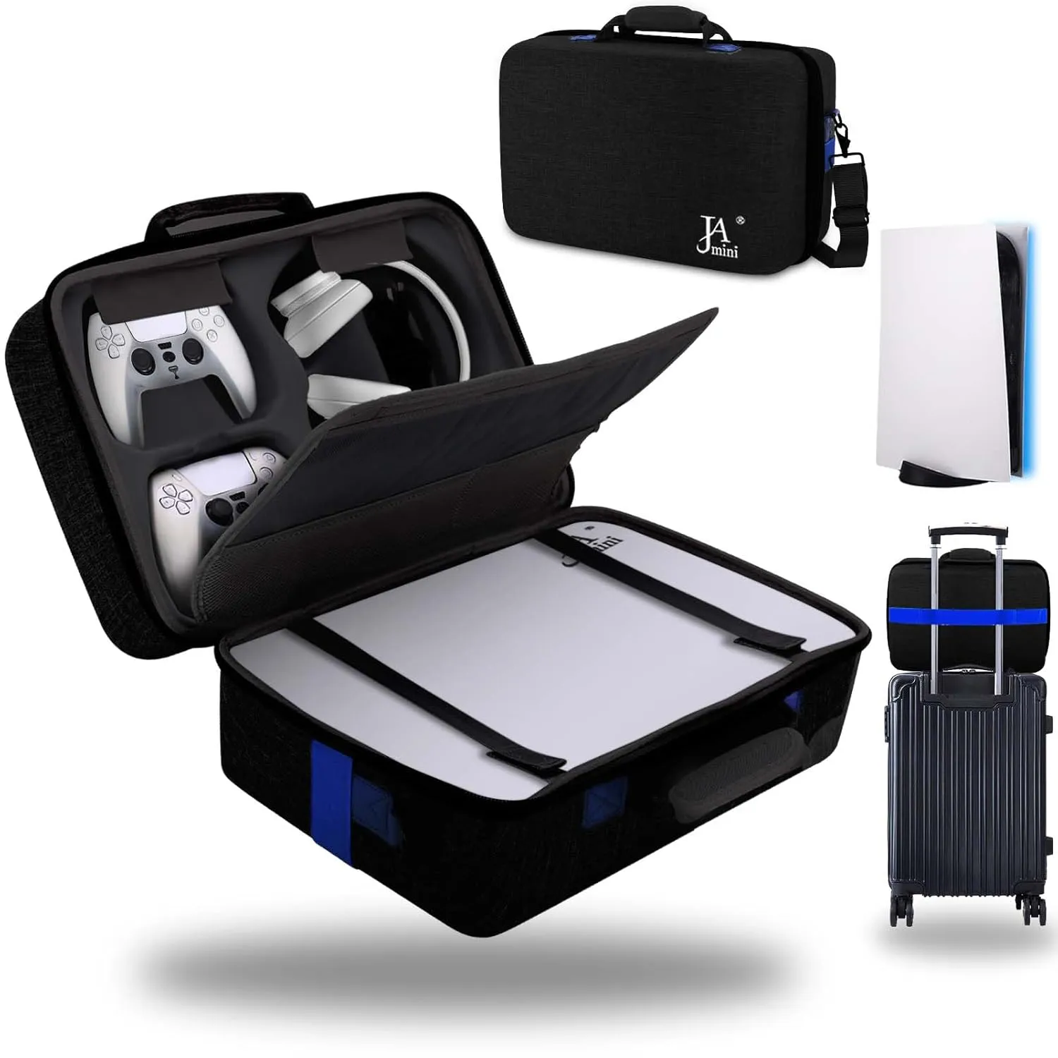 Hard Shell Carrying Case for PS5, Travel Case for PS5 Console Controller, Shockproof Protective Storage Bag for Playstation 5 Disk Digital Edition, Headset, Base, Accessories(Black)