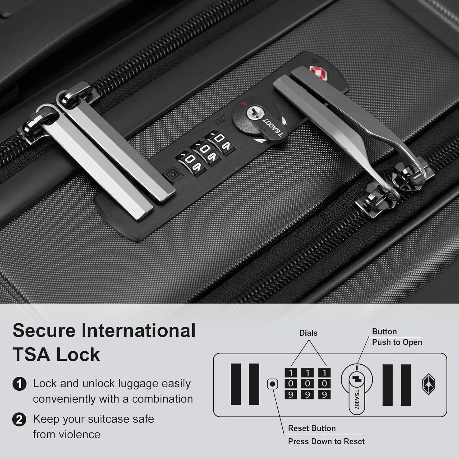 Hardside Carry on Luggage with Front Compartment, ABS PC Carry on Suitcase 22x14x9 Airline Approved, Rolling Lightweight Suitcase with Wheels & TSA Lock for Business Travel - Black, 20In