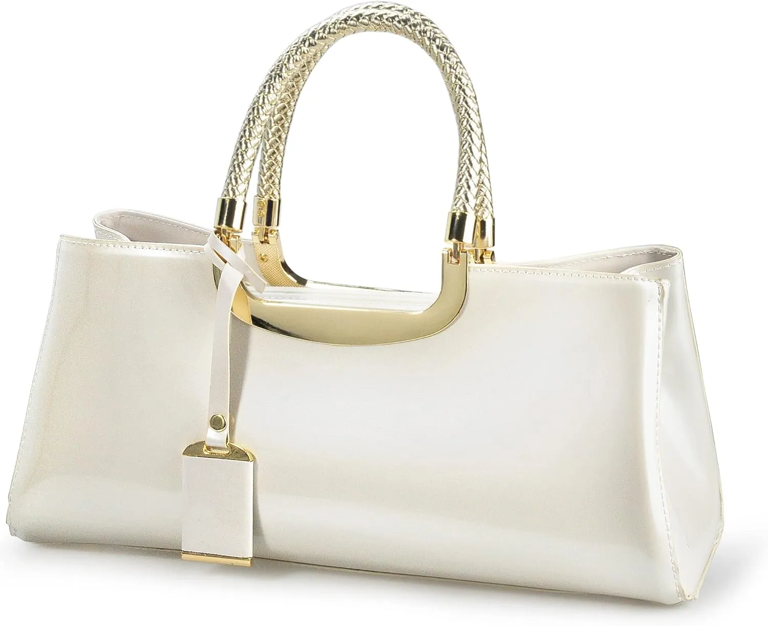HOXIS Glossy Faux Patent Leather Structured Shoulder Handbag Women Evening Party Satchel