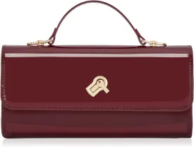 Huralona Women Metallic PU Leather Evening Clutch Purse Square Box Handbag Crossbody Shoulder Bag with Twist Lock Closure