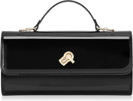 Huralona Women Metallic PU Leather Evening Clutch Purse Square Box Handbag Crossbody Shoulder Bag with Twist Lock Closure
