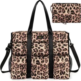 IBFUN Utility Tote Bag with 14/24 Pockets Zip Top Teacher Tote Bag for Teacher/Work Women