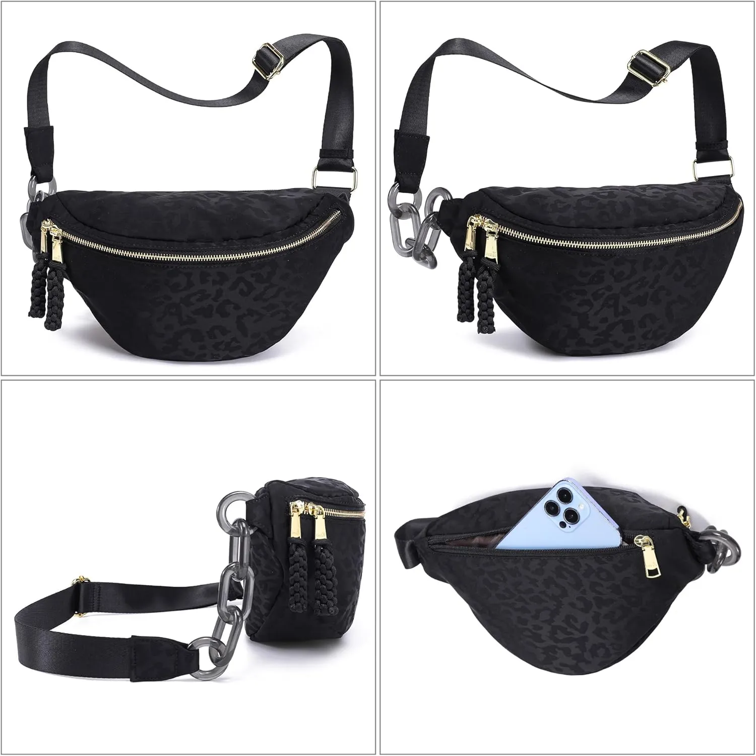 INICAT Fanny Packs for Women,Fashion Waist Packs Crossbody Bum Bag with Adjustable Strap for Travel Sport