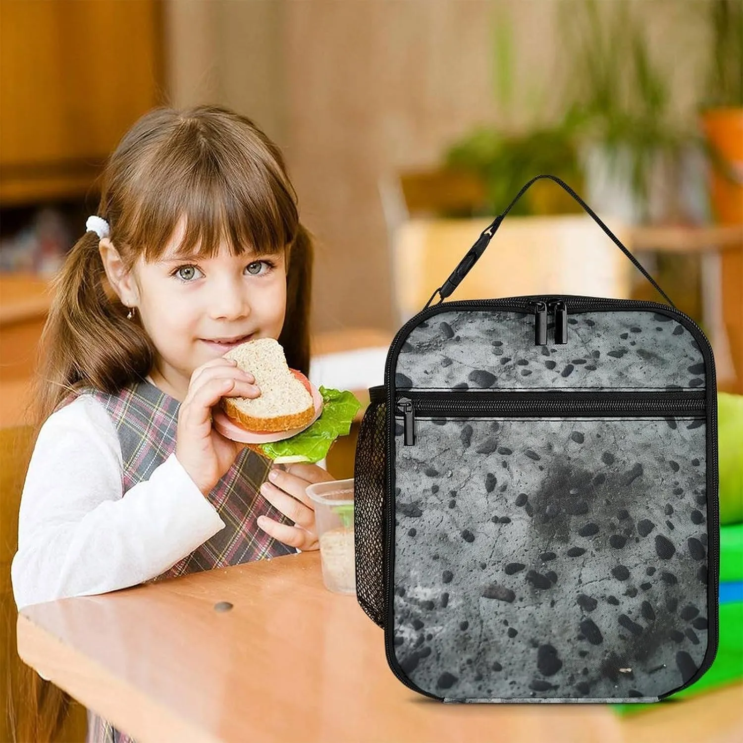 Insulated Lunch Bag for Women Men Concrete Surface Lunch Box Reusable Lunch Tote Bag for Work Picnic Travel