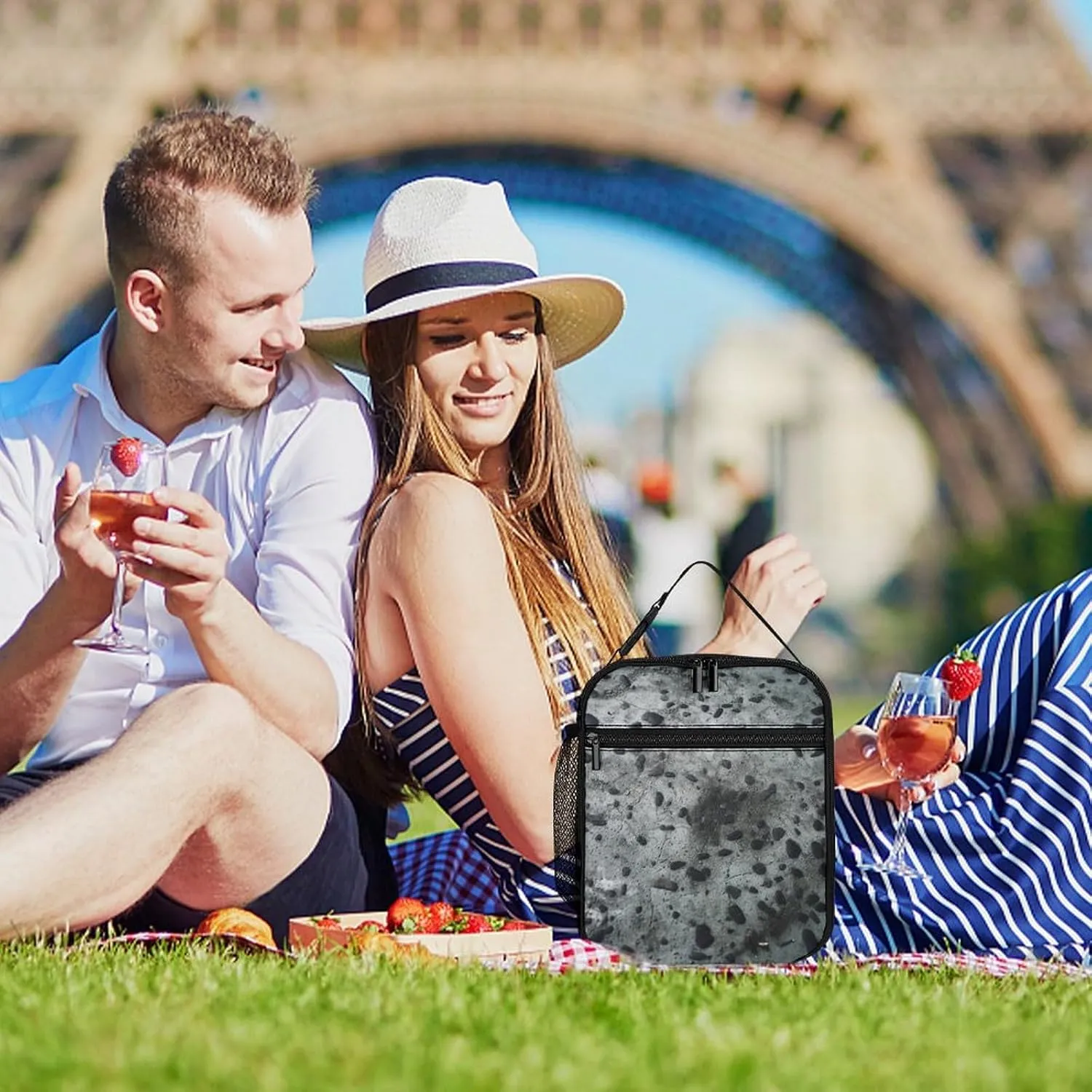 Insulated Lunch Bag for Women Men Concrete Surface Lunch Box Reusable Lunch Tote Bag for Work Picnic Travel