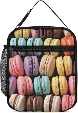 Insulated Lunch Bag for Women Men Macaron Biscuit Flavored Pastries Lunch Box Reusable Lunch Tote Bag for Work Picnic Travel