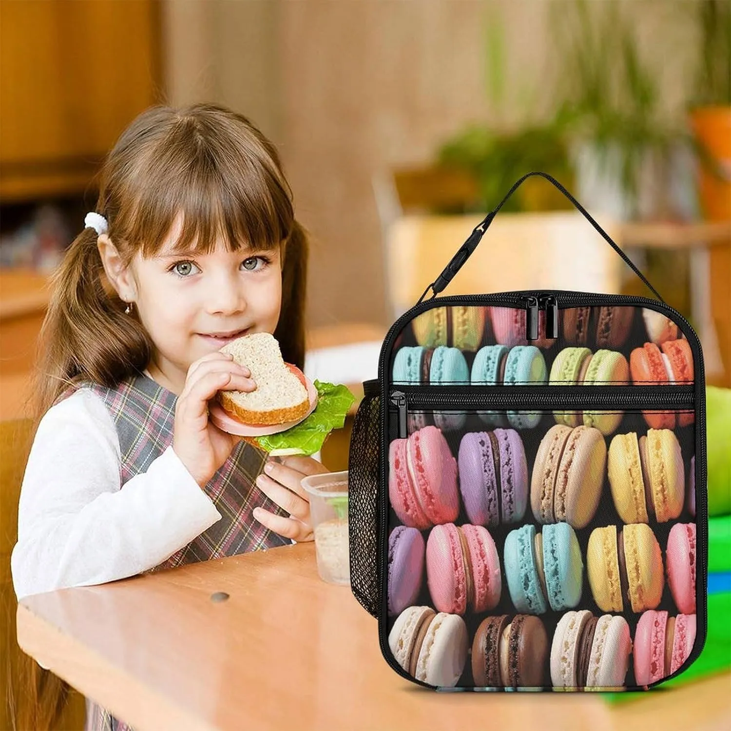 Insulated Lunch Bag for Women Men Macaron Biscuit Flavored Pastries Lunch Box Reusable Lunch Tote Bag for Work Picnic Travel