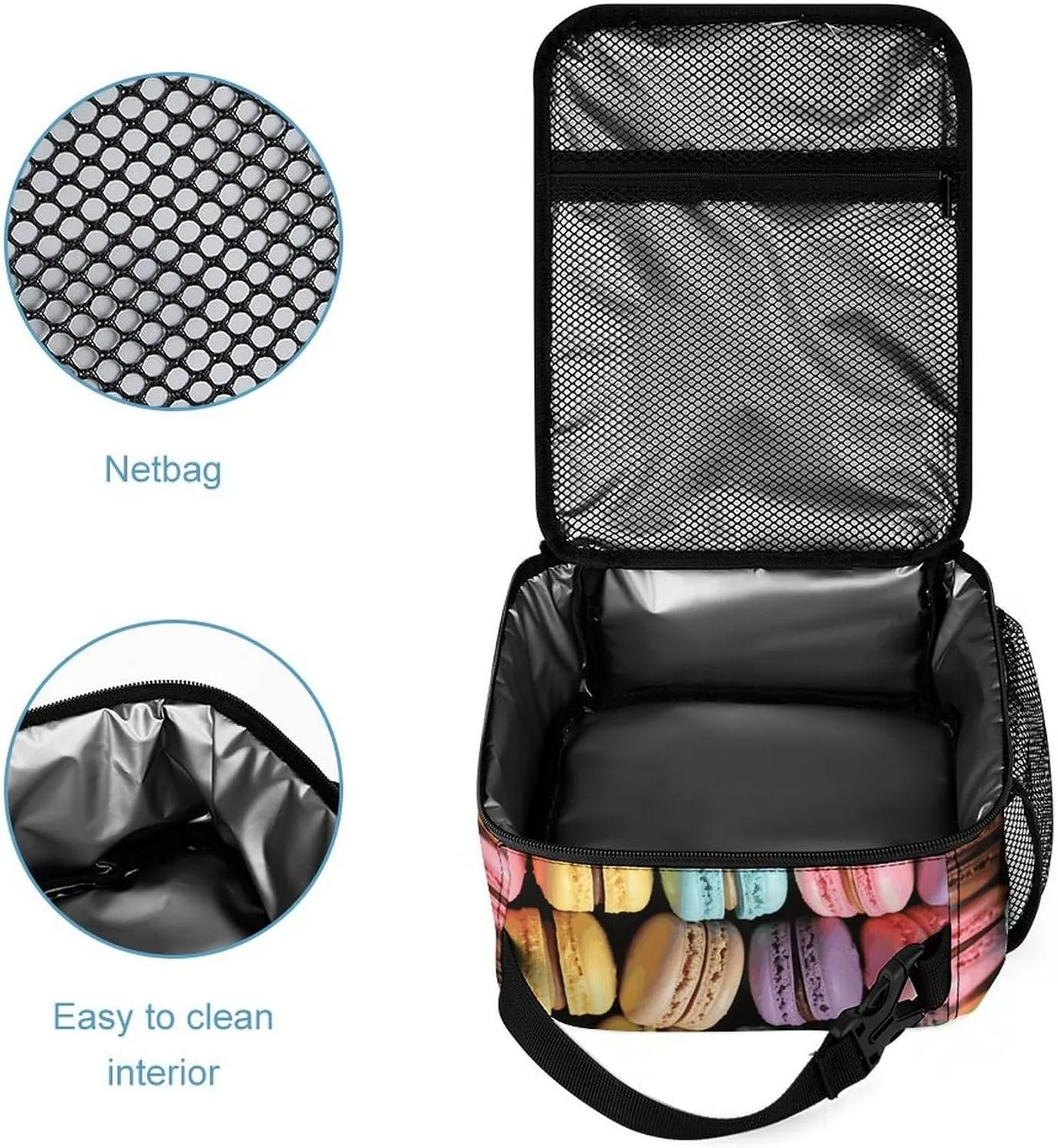 Insulated Lunch Bag for Women Men Macaron Biscuit Flavored Pastries Lunch Box Reusable Lunch Tote Bag for Work Picnic Travel