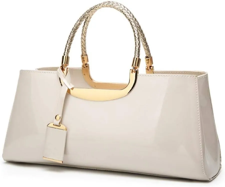 jessie Patent Leather Structured Shoulder Handbag Women Evening Party Satchel Crossbody Top Handle Bags
