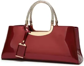 jessie Patent Leather Structured Shoulder Handbag Women Evening Party Satchel Crossbody Top Handle Bags