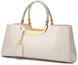 jessie Patent Leather Structured Shoulder Handbag Women Evening Party Satchel Crossbody Top Handle Bags