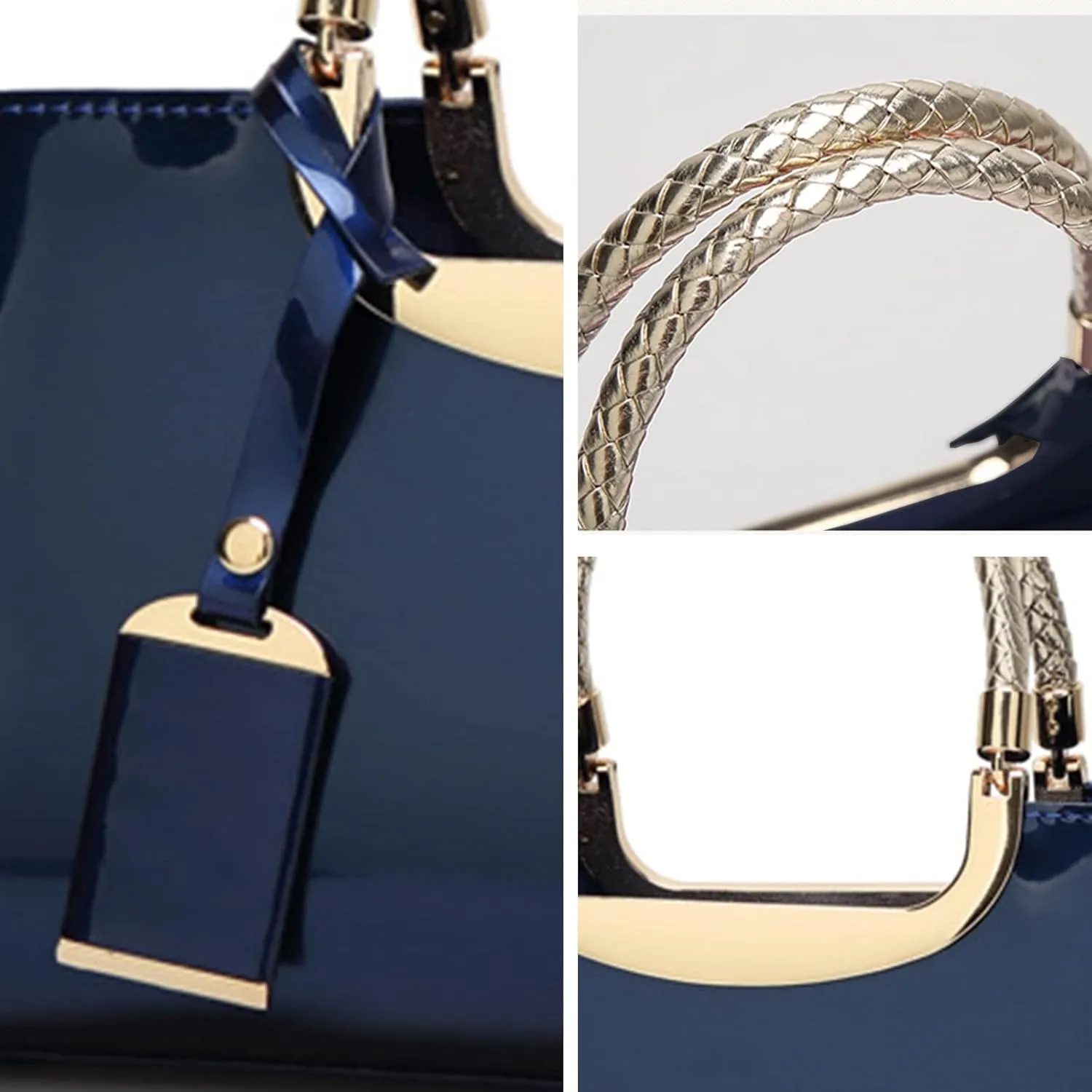 jessie Patent Leather Structured Shoulder Handbag Women Evening Party Satchel Crossbody Top Handle Bags