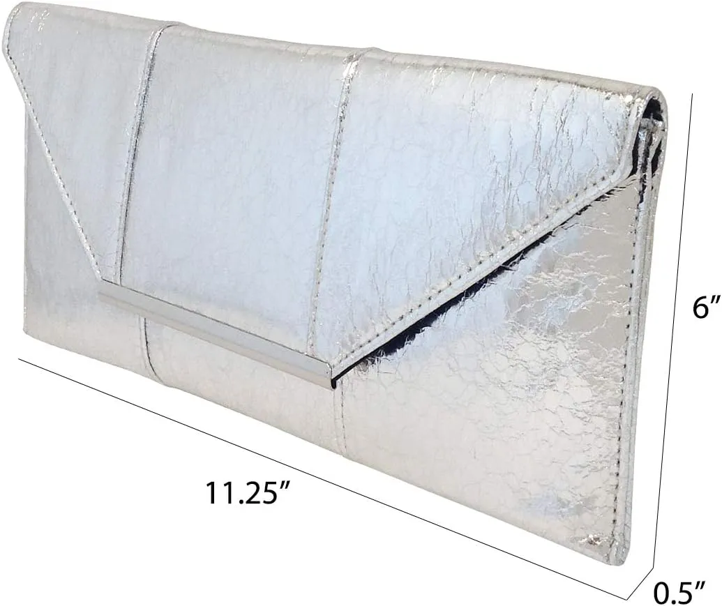 JNB Women's Metallic Material Clutch Purse