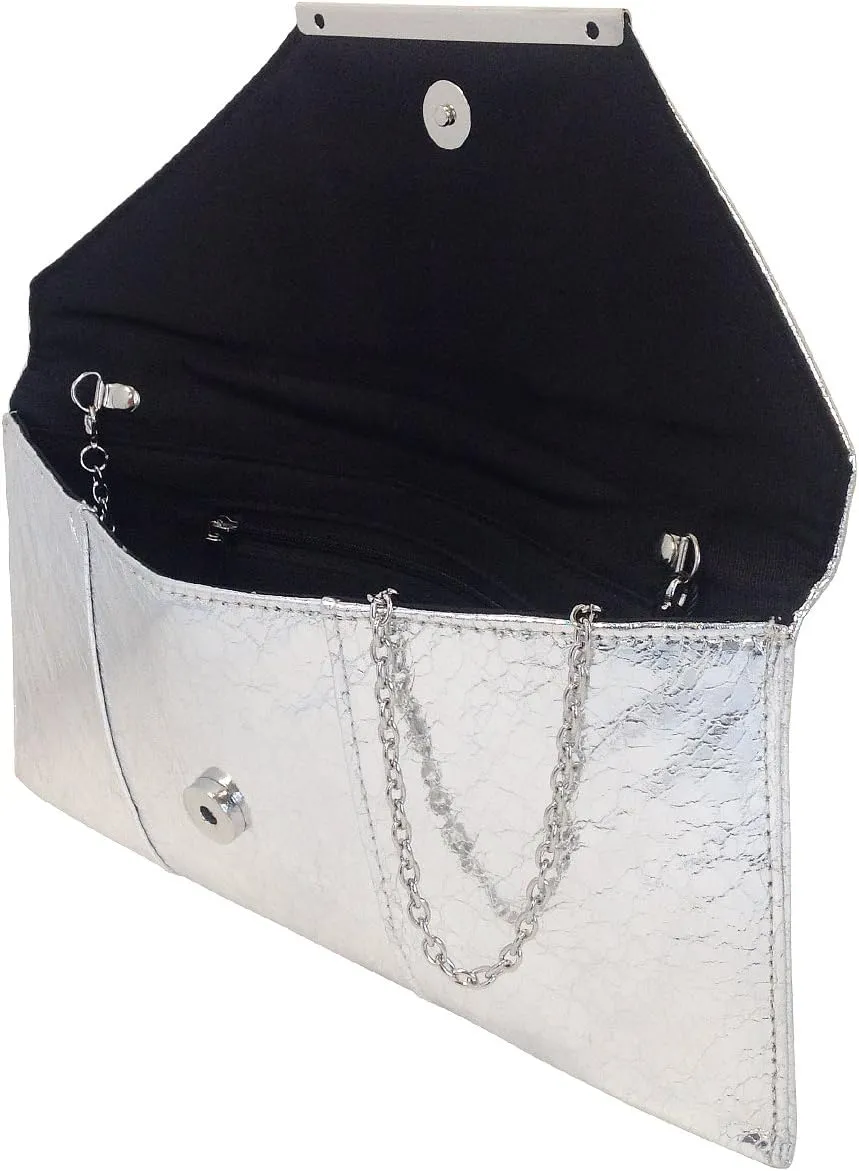 JNB Women's Metallic Material Clutch Purse