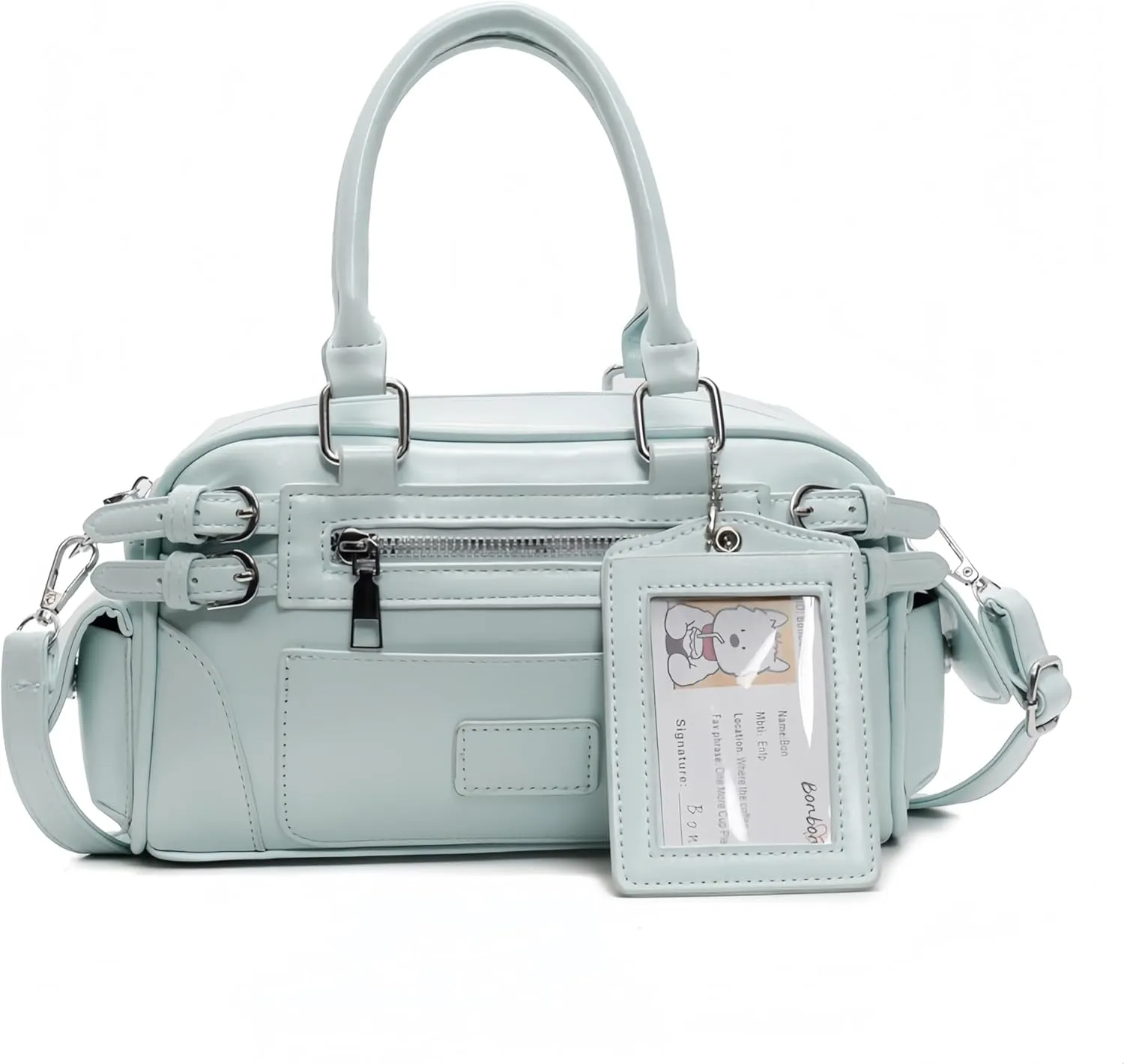 Juminocore Shoulder Purse with Card Sleeve Cute Y2k Top Handle Boston Bag Crossbody Bags Handbag Y2k Stuff