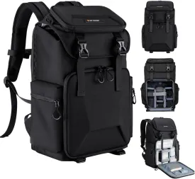 K&F Concept Camera Backpack, Hard Shell Camera Bag, Large Capacity Photography Backpack with 15.6" Laptop Compartment & Tripod Holder & Rain Cover