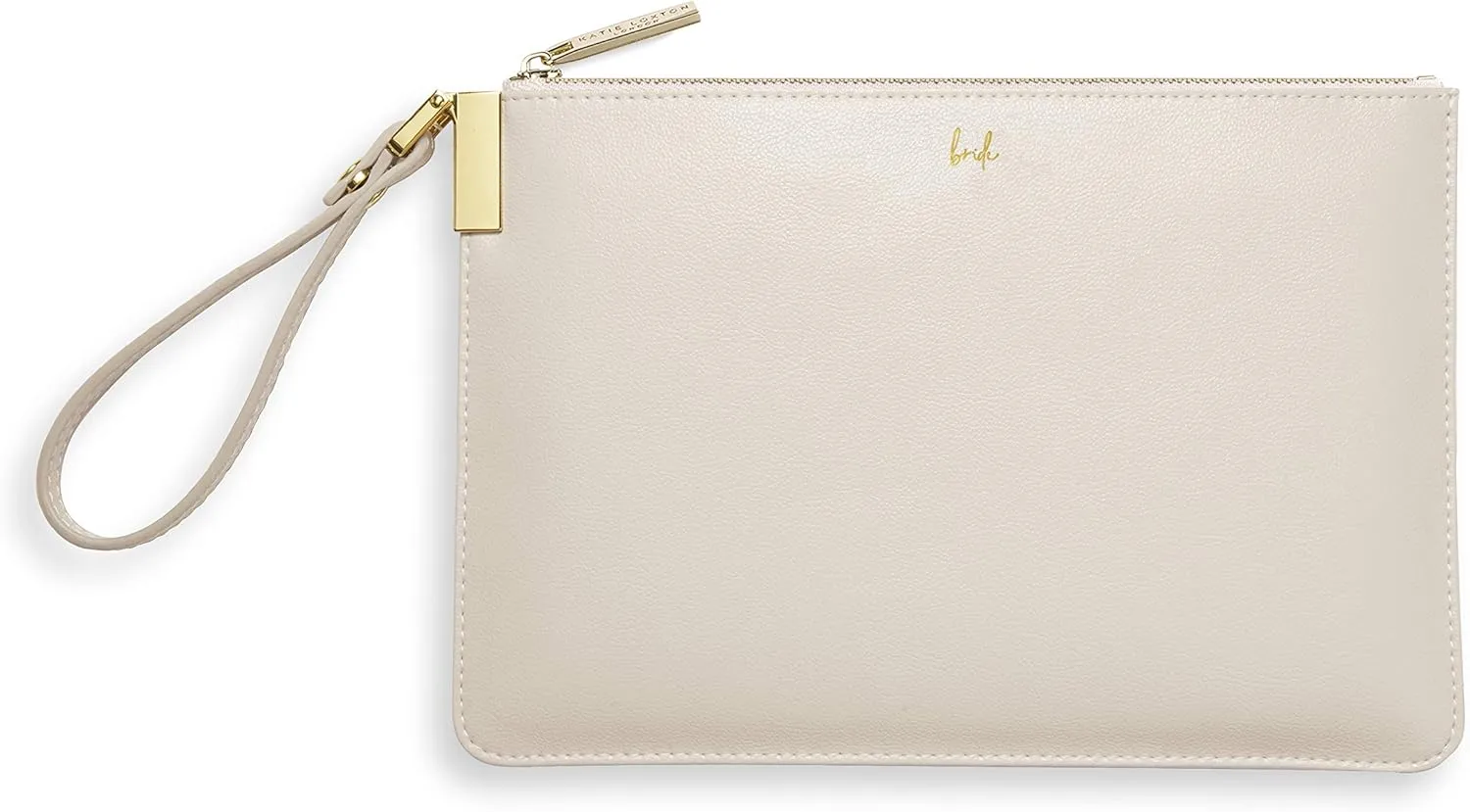 KATIE LOXTON Bride Womens Vegan Leather Secret Message Pouch Clutch Metallic White