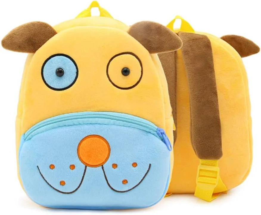KISSOURBABY 3D Cute Cartoon Little Plush Baby Backpack Baby Toy Bag(Dog)