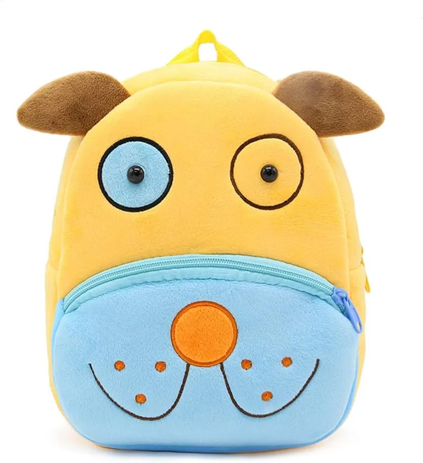 KISSOURBABY 3D Cute Cartoon Little Plush Baby Backpack Baby Toy Bag(Dog)