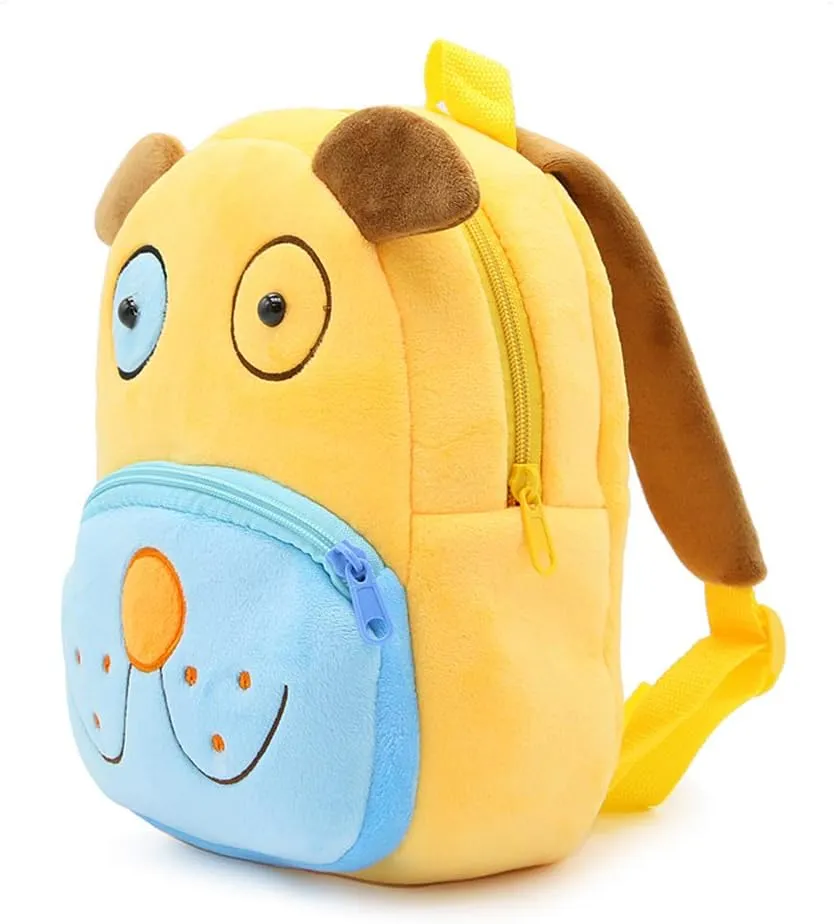 KISSOURBABY 3D Cute Cartoon Little Plush Baby Backpack Baby Toy Bag(Dog)