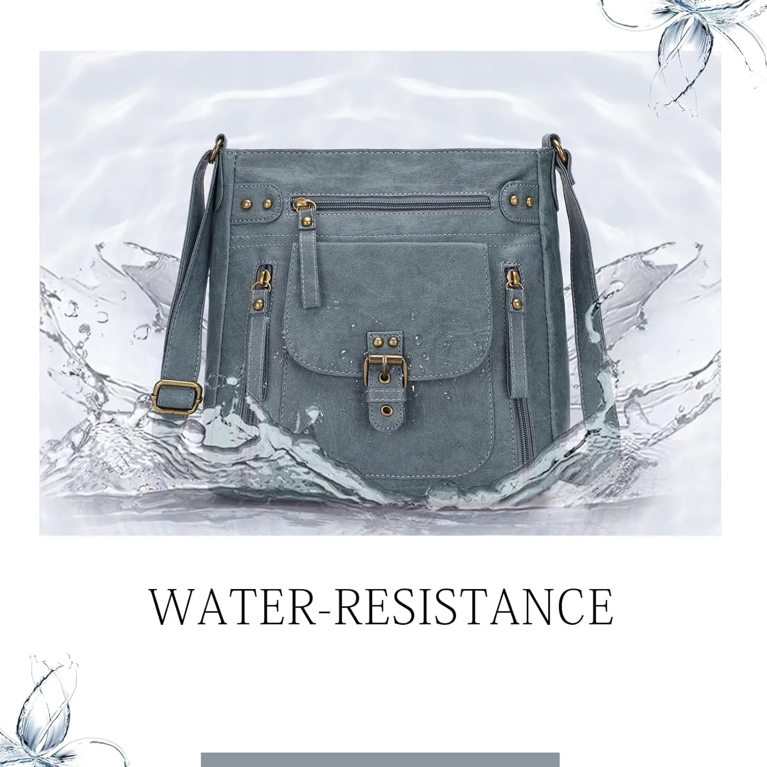 KL928 Crossbody Bags for Women, Multi Pocket Shoulder Bags, Medium PU Leather Cross Body Purses