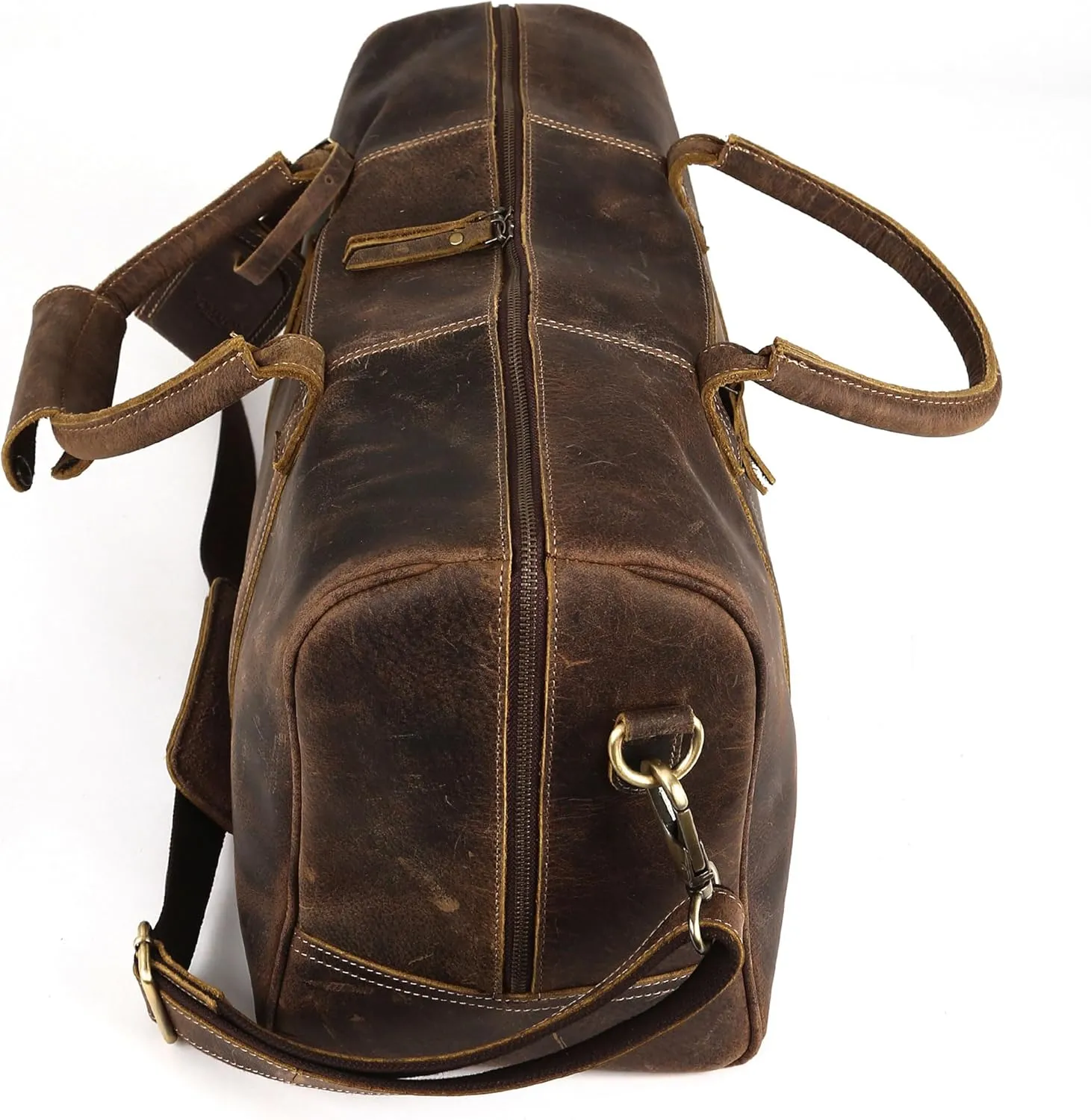 KomalC Leather Travel Duffel Bags for Men and Women Full Grain Leather Overnight Weekend Leather Bags Sports Gym Duffle