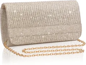 Larcenciel Elegant Evening Clutch Purse for Woman with Chain Strap for Party, Wedding, Prom, Formal Event, 8 x 4 x 2.4 inches