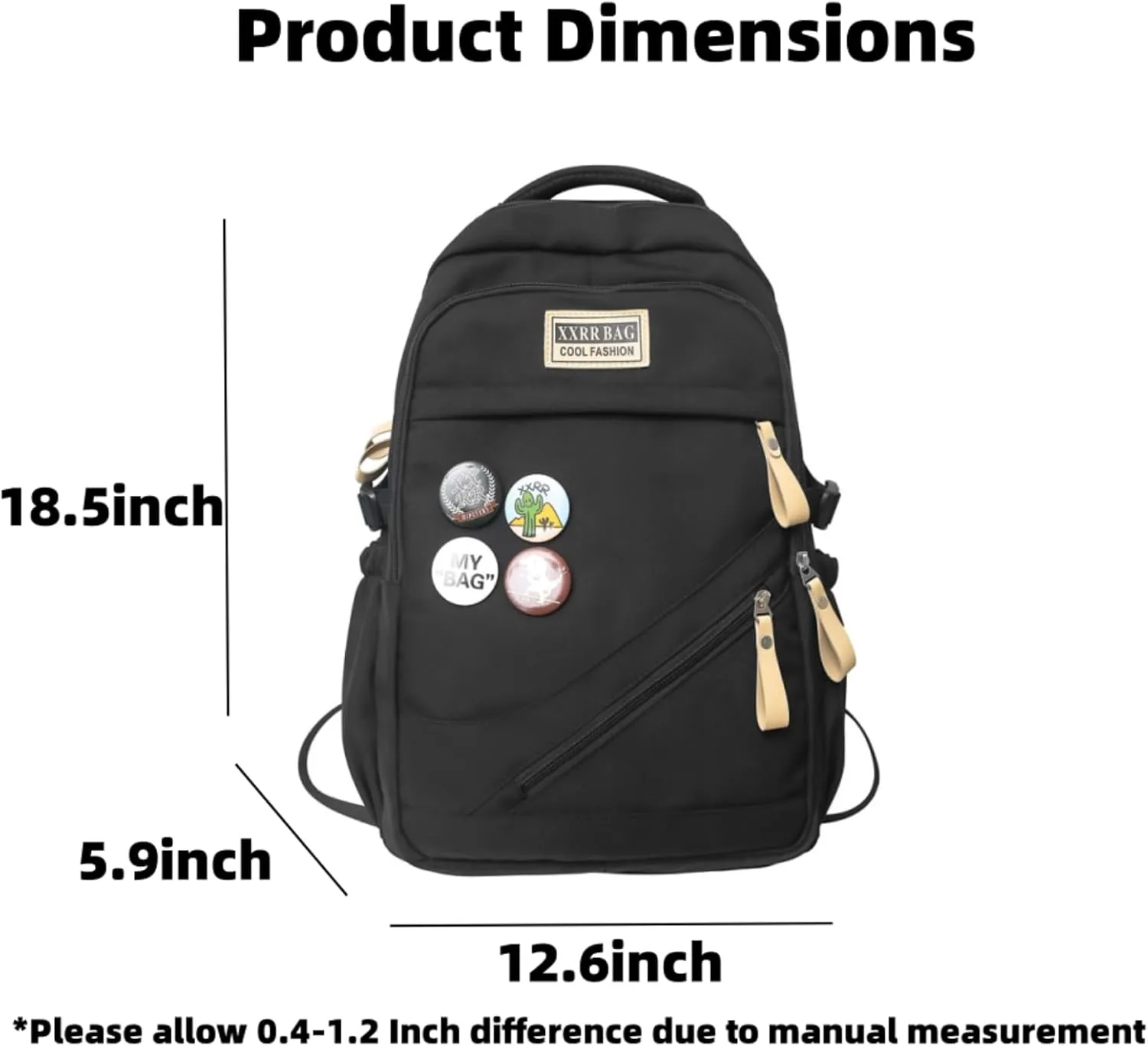 Large Capacity Backpack - Lightweight Nylon Outdoor Travel Bag with Ergonomic Design for Hiking, Camping, Travel (Khaki)