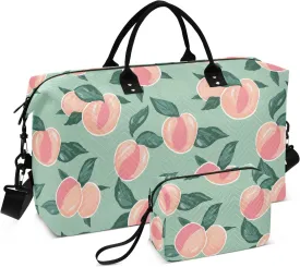 Large Travel Duffel Bag Sports Tote Gym Bag Overnight Weekender Bags Peaches Leaves Carry On Luggage with Toiletry Bags