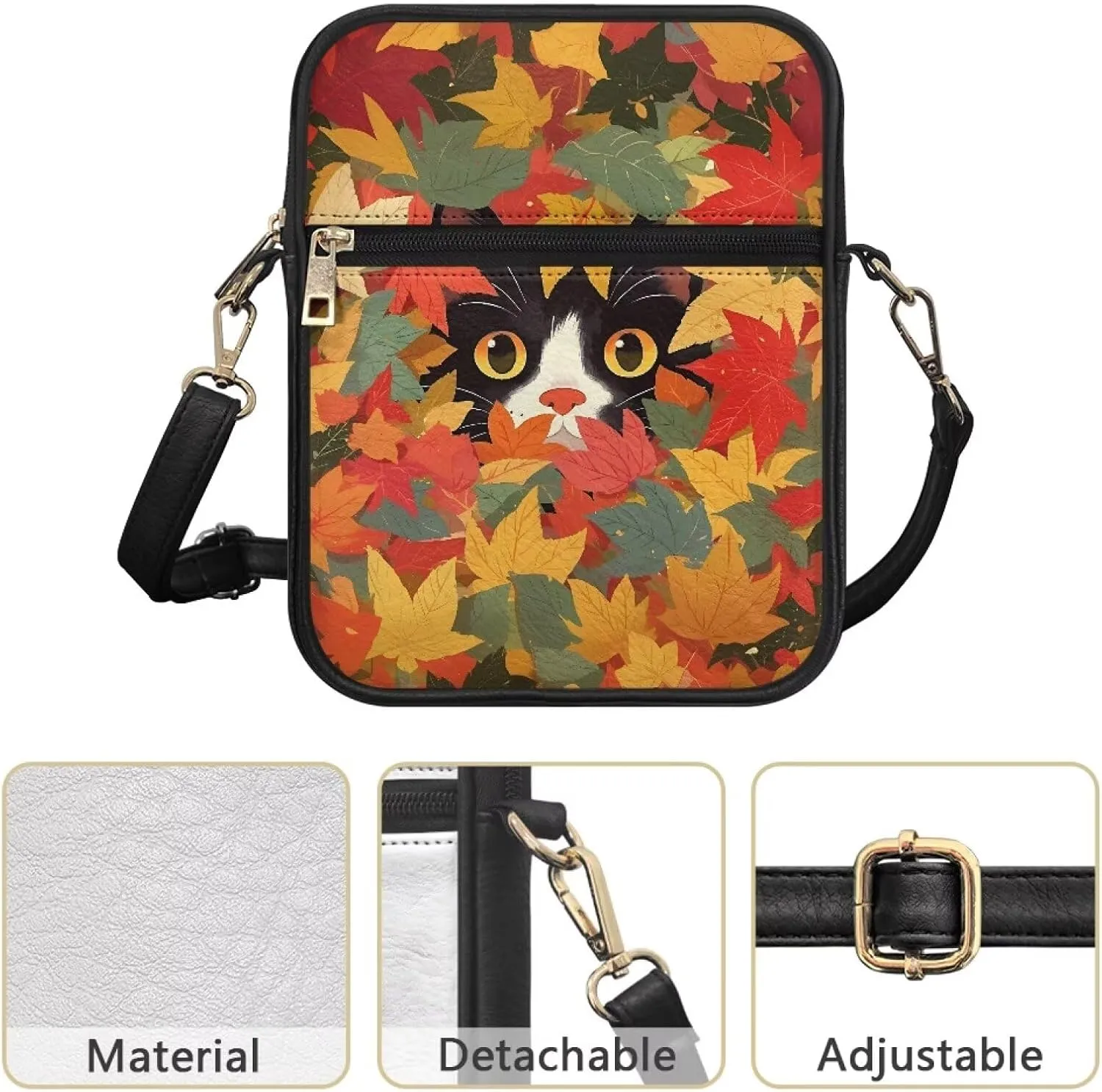 Leather Messenger Bag Womens Sling Bag Crossbody Shoulder Bags Ladies Fashion Zipper Pockets Travel Bag for Gifts