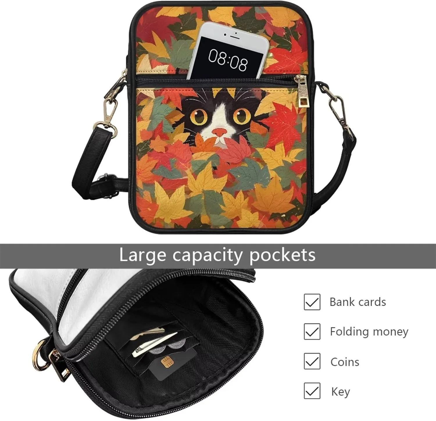 Leather Messenger Bag Womens Sling Bag Crossbody Shoulder Bags Ladies Fashion Zipper Pockets Travel Bag for Gifts