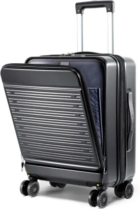 Lekesky 21 Inch Carry On Luggage Airline Approved, Hard Shell Suitcase with Laptop Compartment, Lightweight Rolling Luggages with Detachable Spinner Wheels & TSA Lock for Men Women, Black