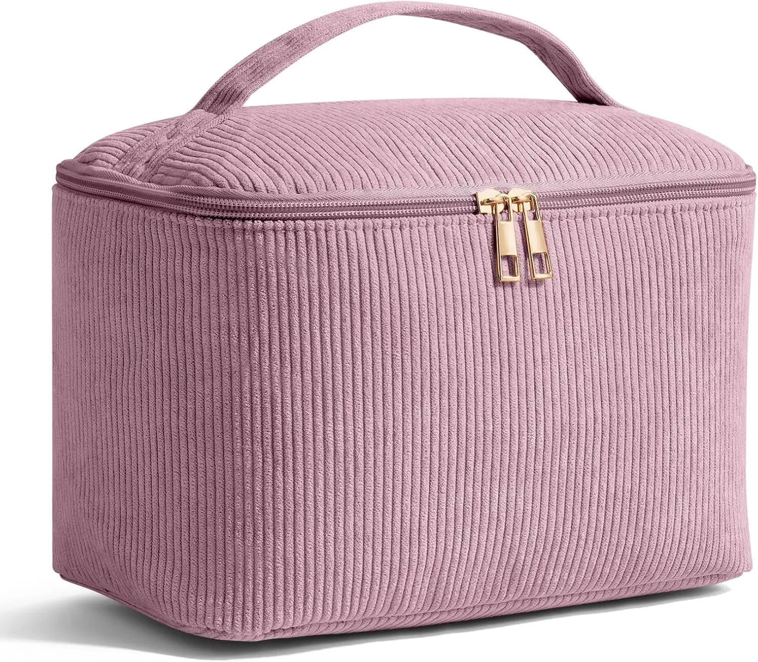 MAGEFY Makeup Bag Cosmetic Bag Large Capacity with Handle Make Up Bags with Mesh Pocket, Travel Makeup Bag for Women,Pink
