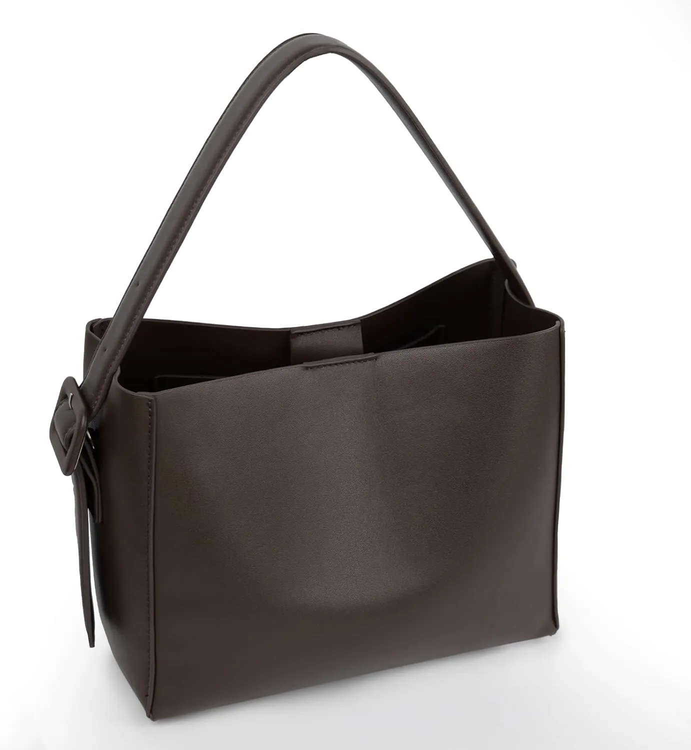Minimalist stylish commute daily Eco-friendly leather travel Soft bucket bag crossbody bag with adjustable shoulder strap