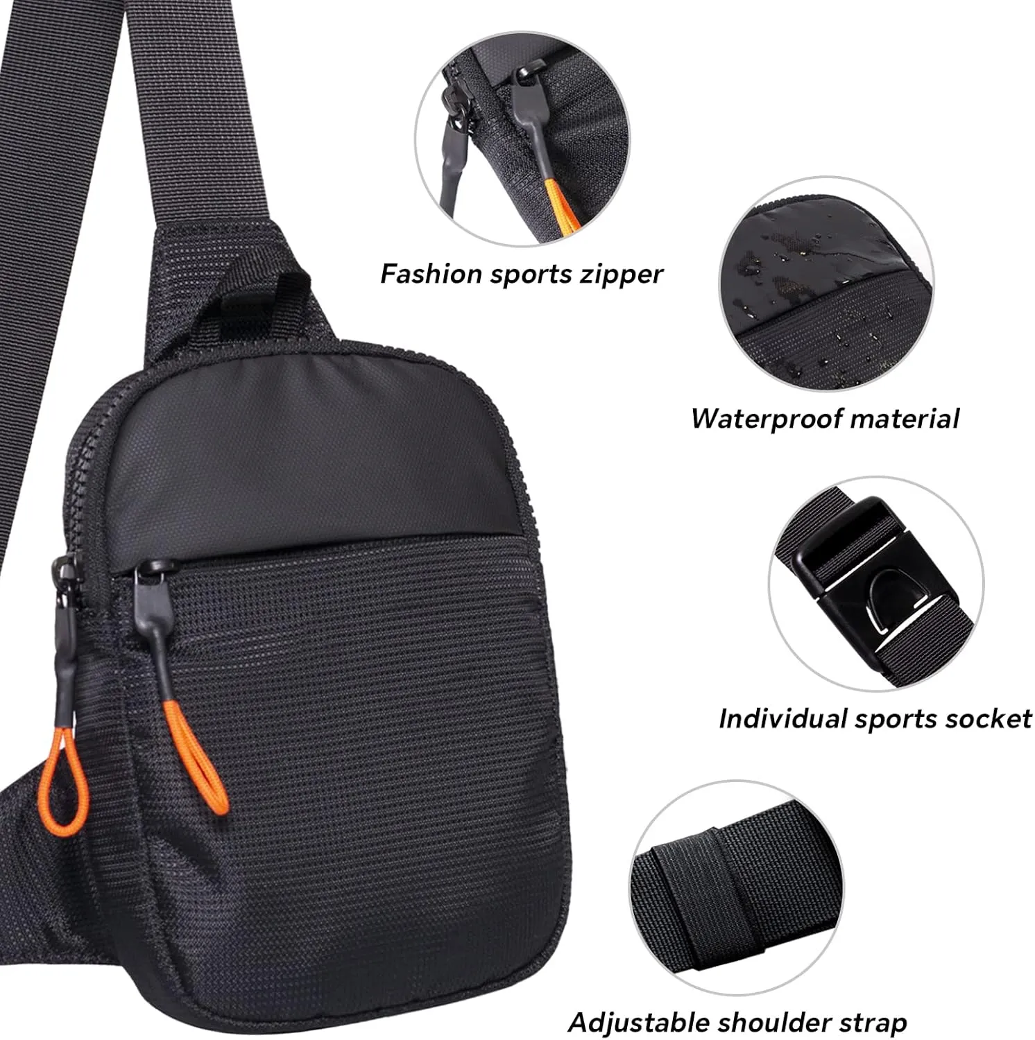 MJNUONE Mini Sling Bag for Men Outdoor Lightweight Small Crossbody Bag Women Casual Daily Bag Waterproof Chest Bag for Travel