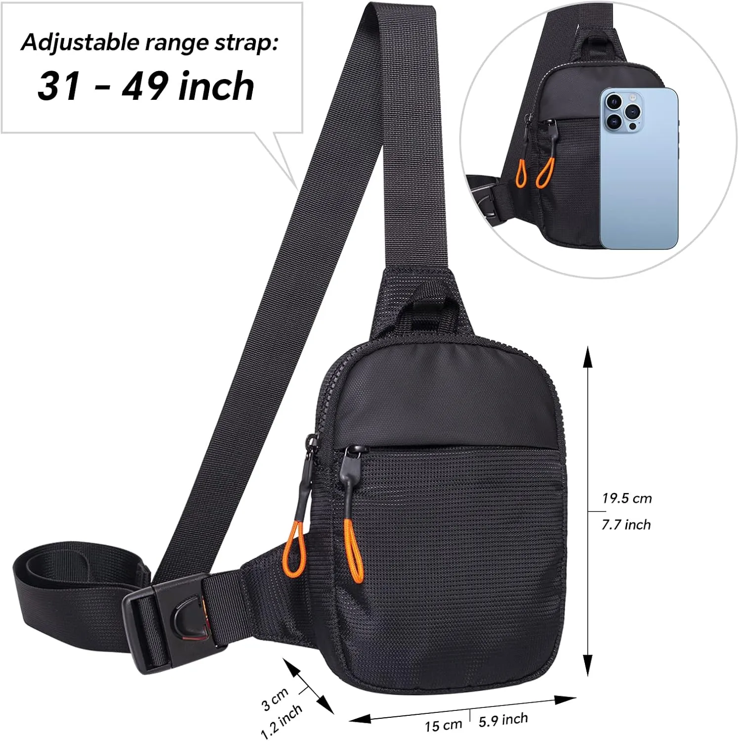 MJNUONE Mini Sling Bag for Men Outdoor Lightweight Small Crossbody Bag Women Casual Daily Bag Waterproof Chest Bag for Travel
