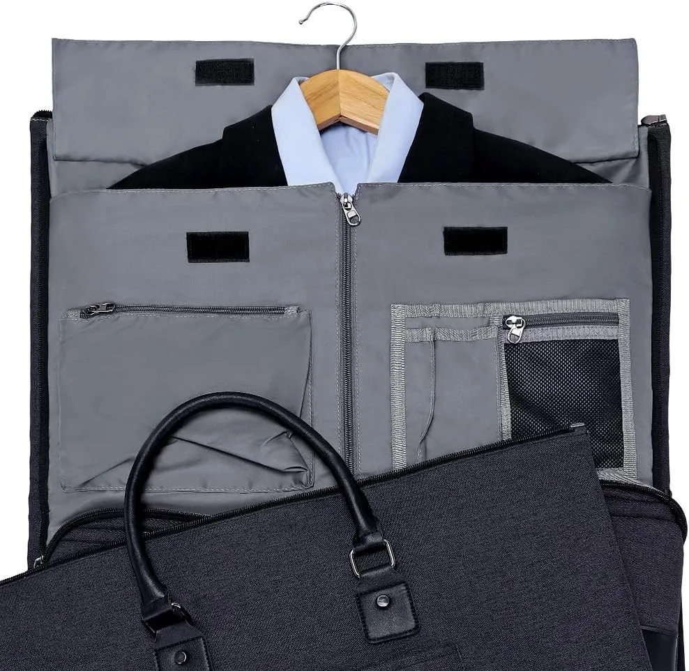 Modoker Convertible Garment Bag with Toiletry Bag, Carry On Garment Duffel Bag for Men Women Travel, Multi-Function Suit Bag 2 in 1 Hanging Suitcase, Black