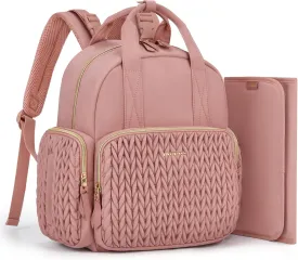 mommore Diaper Bag Backpack Small Diaper Backpack Travel Baby Bag Quilted Diaper Bag with Insulated Pockets, Stroller Straps