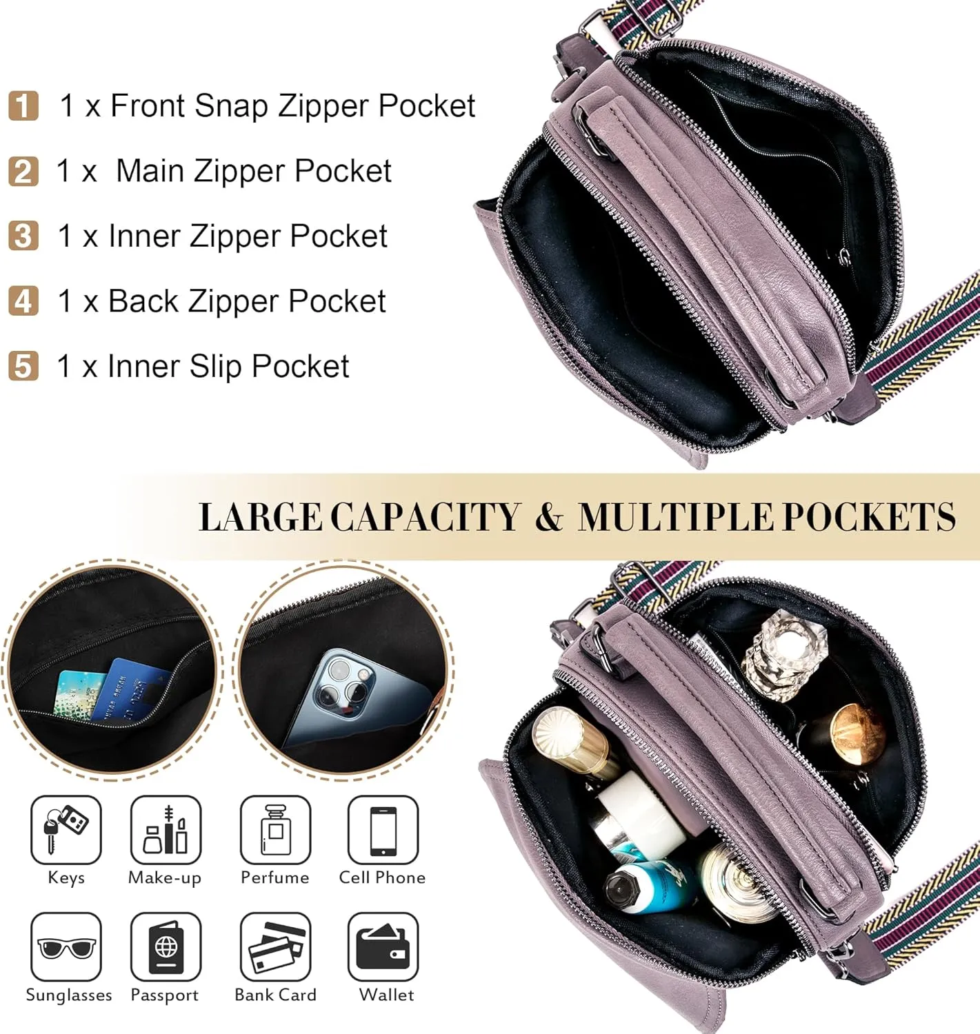 OPAGE Small Crossbody Bags for Women Trendy, Soft PU Leather Womens Crossbody Purse Shoulder Handbags