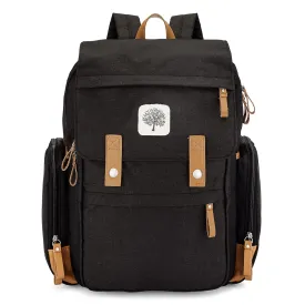 Parker Baby Co. Diaper Backpack - Large Diaper Bag with Insulated Pockets, Stroller Straps and Changing Pad -Birch Bag - Black